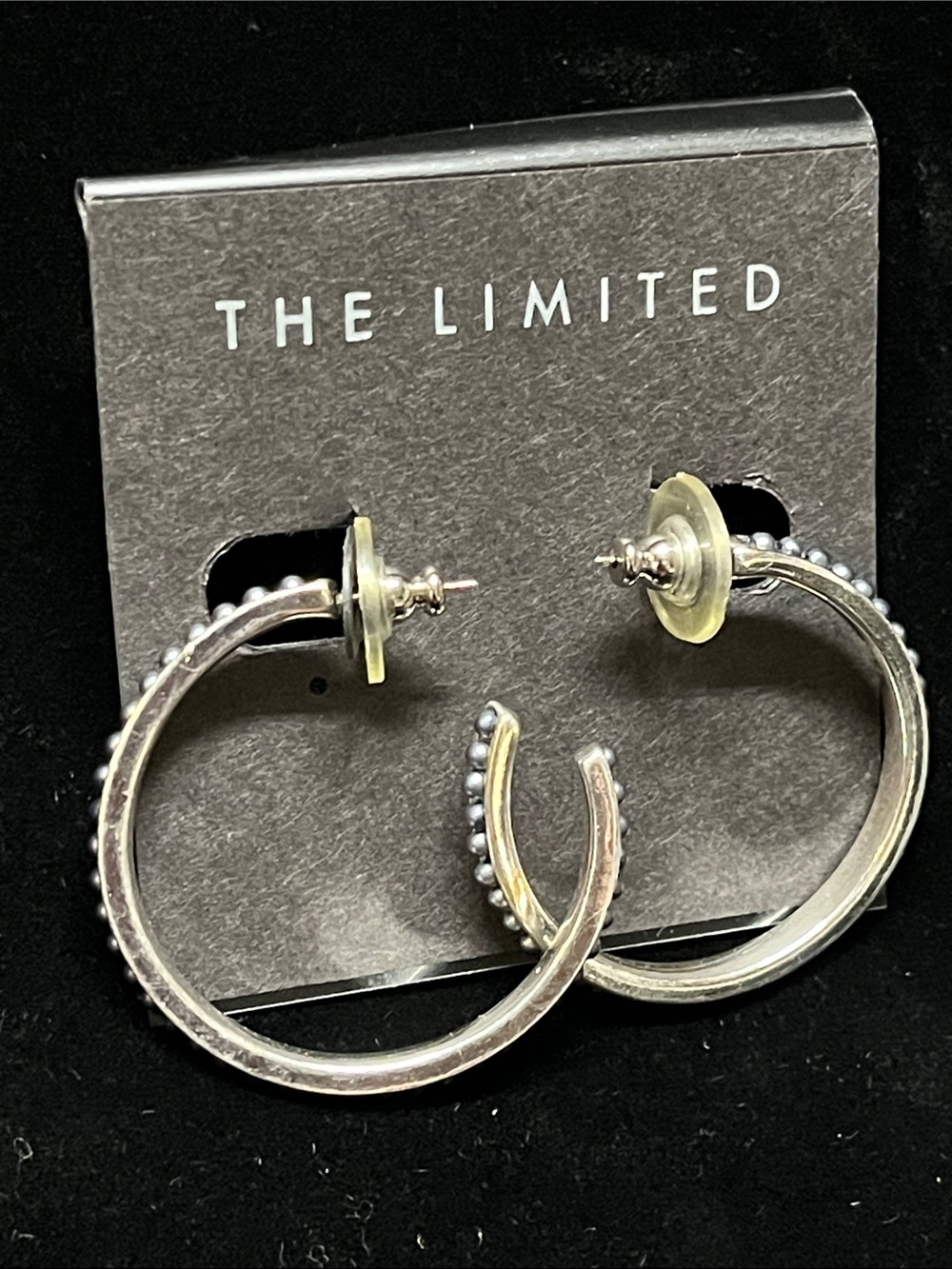 The Limited Silver-Tone Hoop Earrings with Beaded Accent